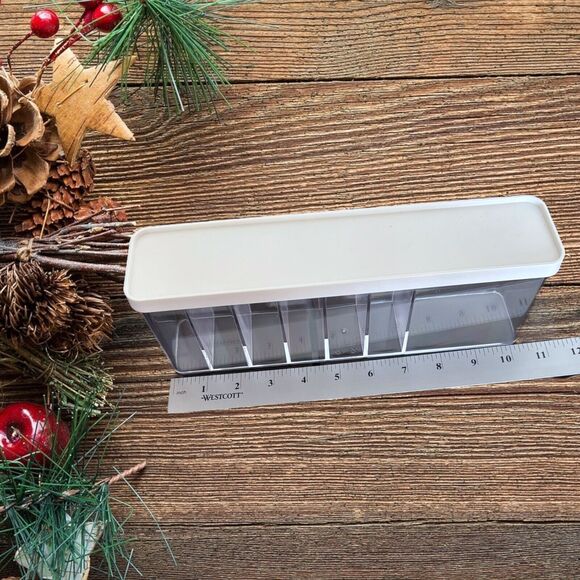 Clear Plastic Cable Organizer Box White Lid  New  7 Compartments - Picture 4 of 5